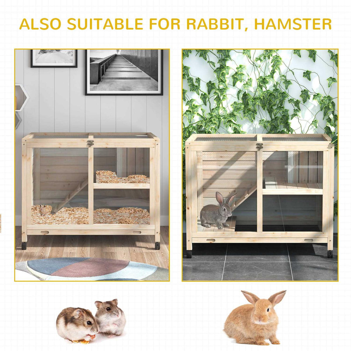 2-Story Wooden Rabbit Hutch F9381