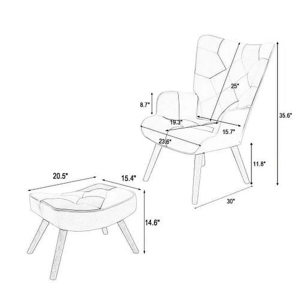 Pink Accent Chair with Ottoman T85906