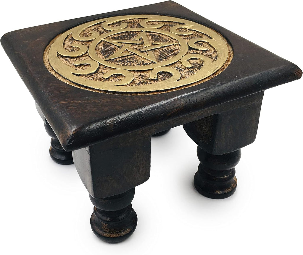 Painted Black Carved Wooden Altar Table with Gold Design Z3529