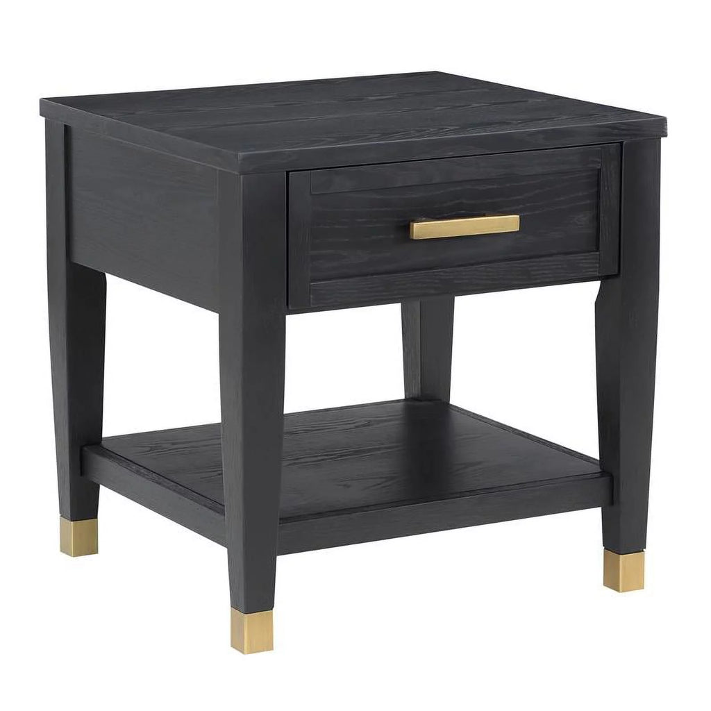 Rubbed Charcoal Wood 1-drawer End Table I9081