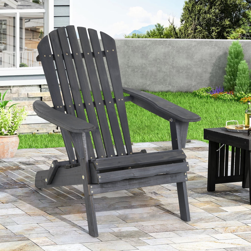 Folding Adirondack Chair Set of 2 Grey R440705