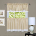 Tan White Kitchen Window Curtain Set K111