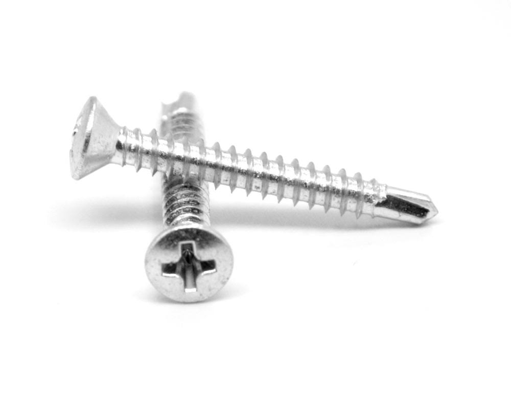 1/4-14 x 3/4 Self Drilling Screw Phillips Oval Head #3 Point Low Carbon Steel Zinc Plated Z57253