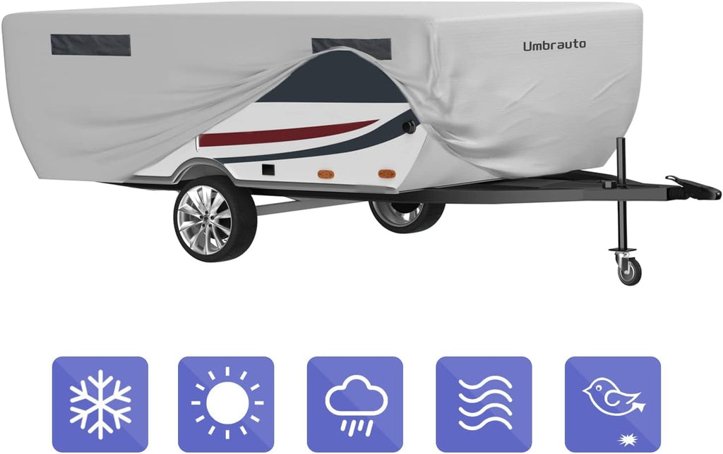 Gray Waterproof Pop Up Camper Cover for 10' - 12' Trailers Y5470