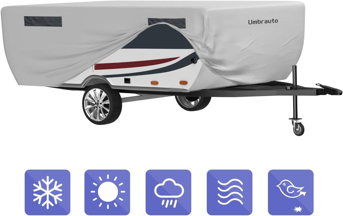Gray Waterproof Pop Up Camper Cover for 10' - 12' Trailers Y5470