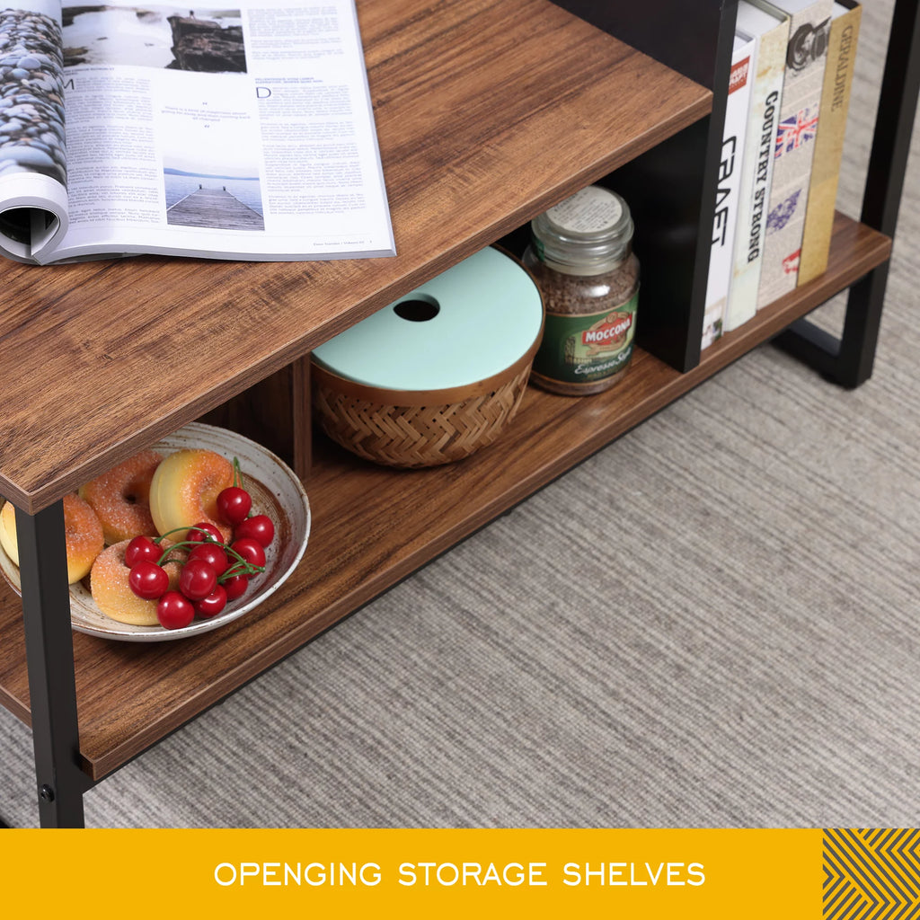Industrial Wood and Metal Rectangle Coffee Table E66390