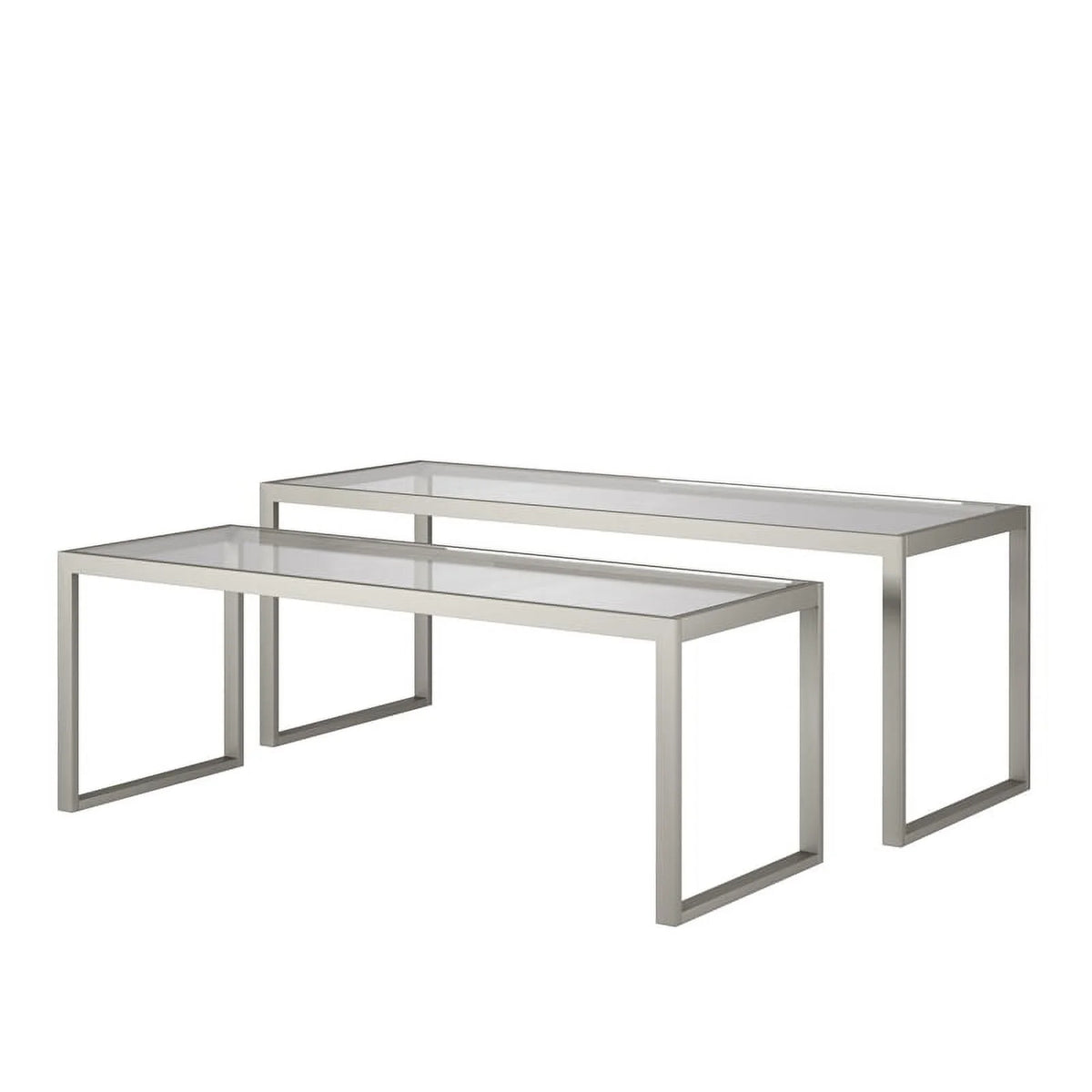 Gray Metal Glass Top Nested Coffee Table L432