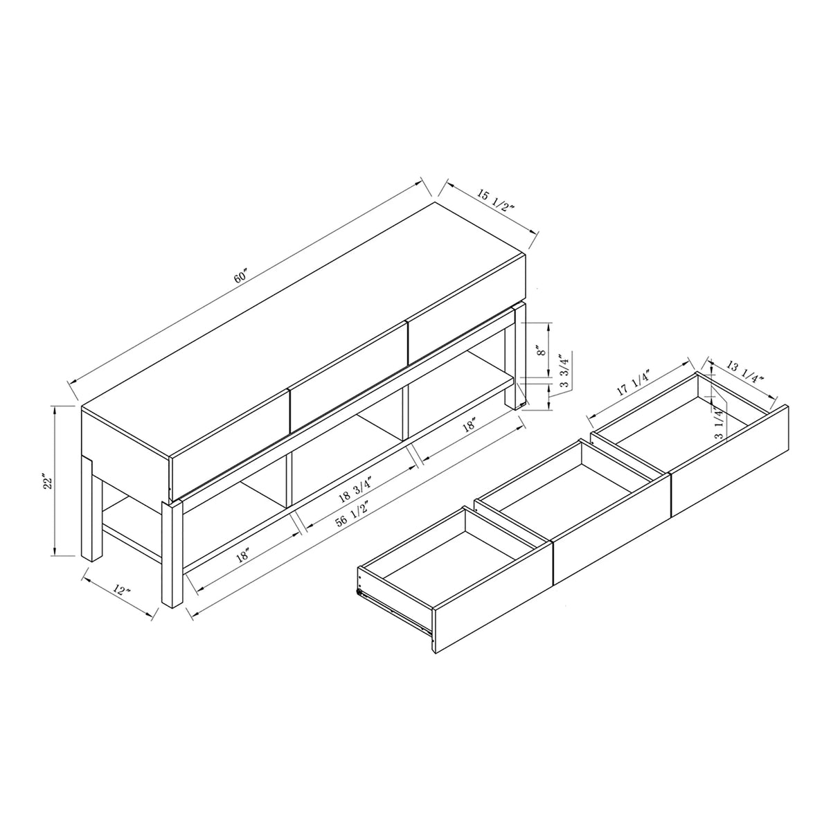 White Oak TV Stand Z810