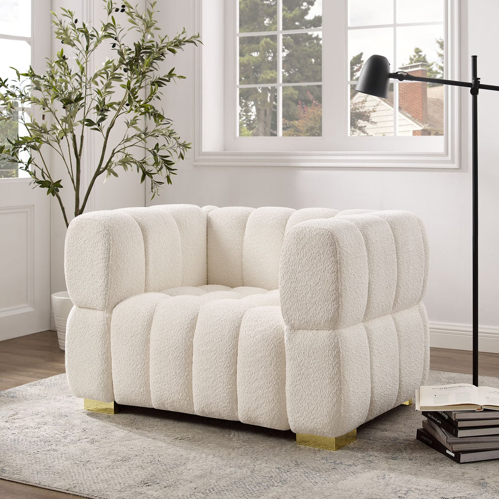 White Button-Tufted Armchair B835