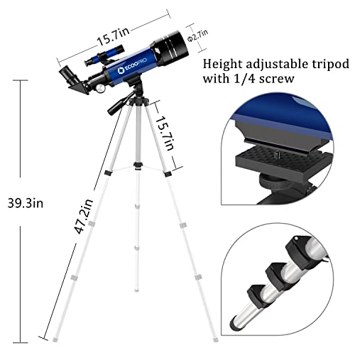 70mm Astronomy Refractor Telescope with Adjustable Tripod I295