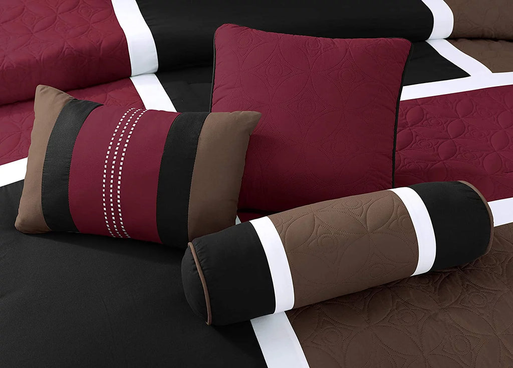 7-Piece Medallion Patchwork Comforter Set Queen E355