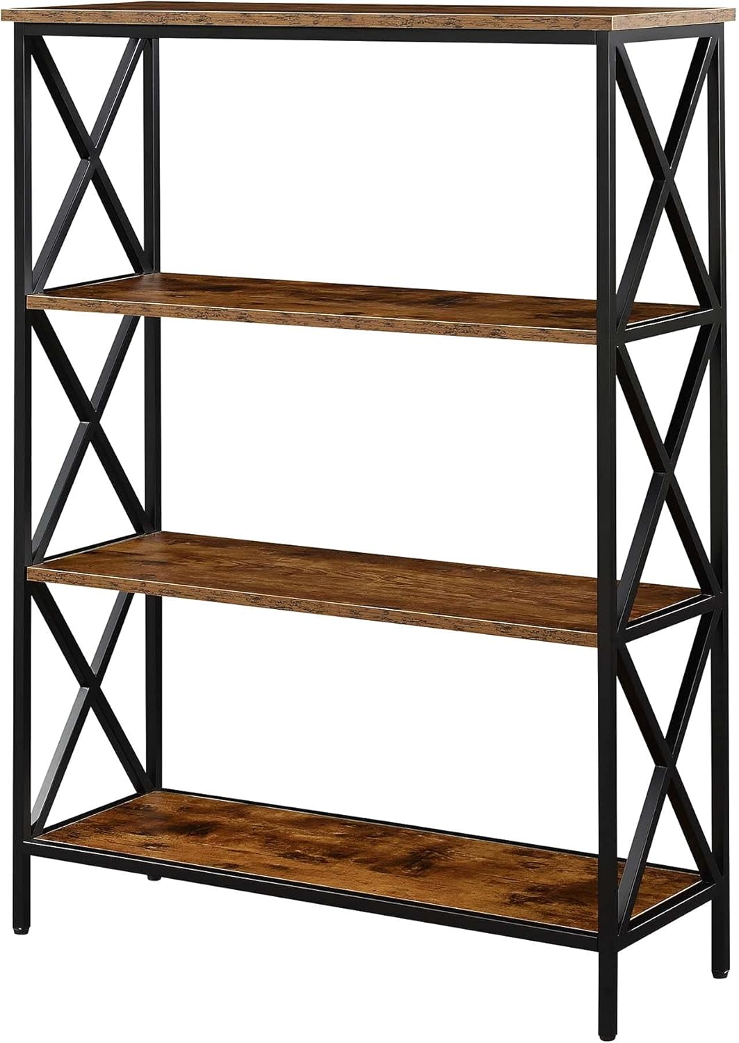 4-Tier Bookcase, Barnwood/Black B68212