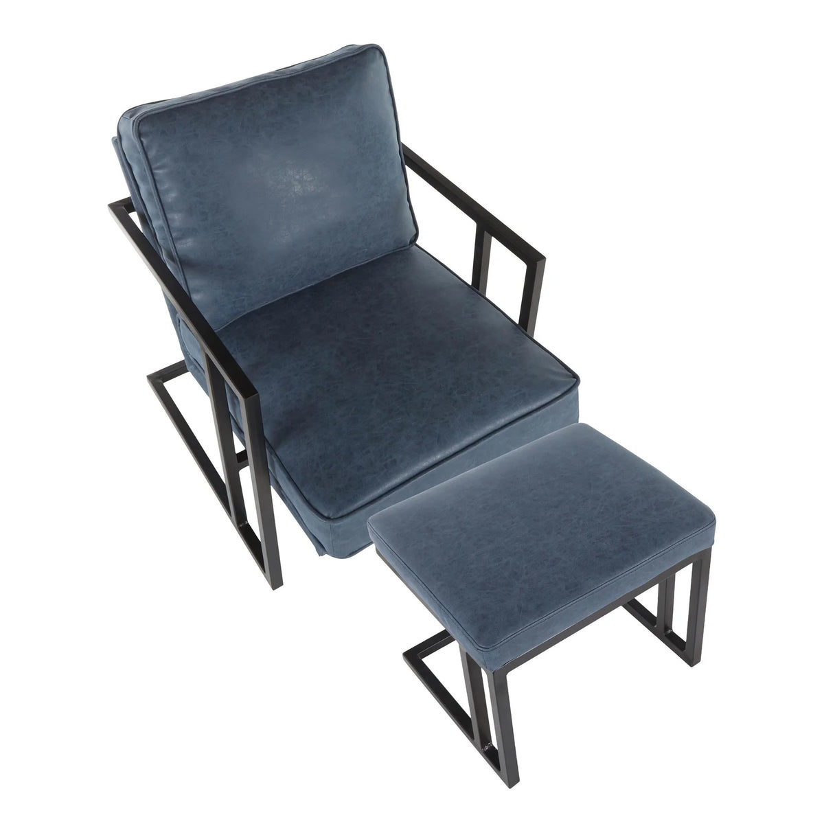 Black/Blue Lounge Chair And Ottoman Set B2605