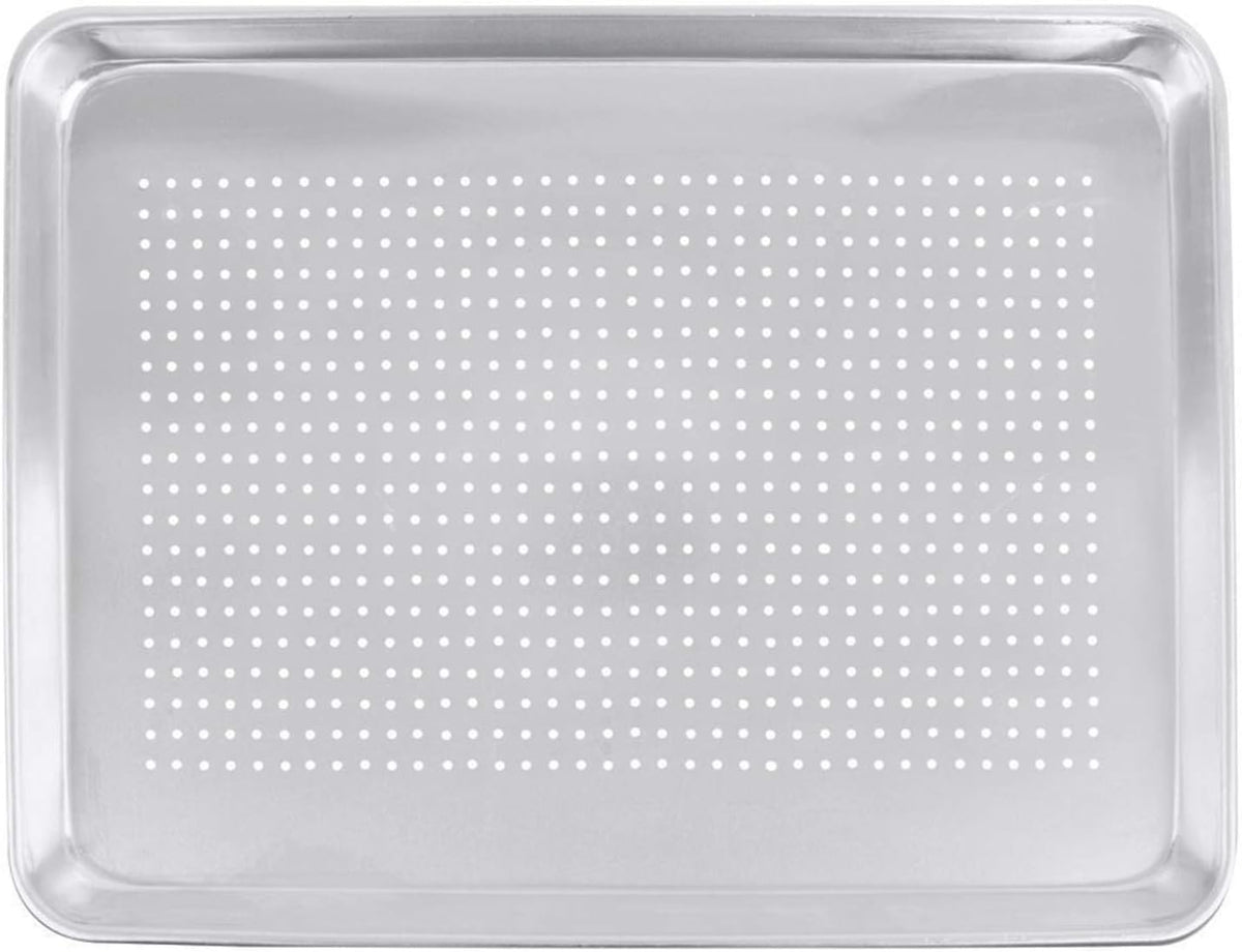 18 x 26 inch Perforated Aluminum Sheet Pan, 19 Gauge, Pack of 2 E719670