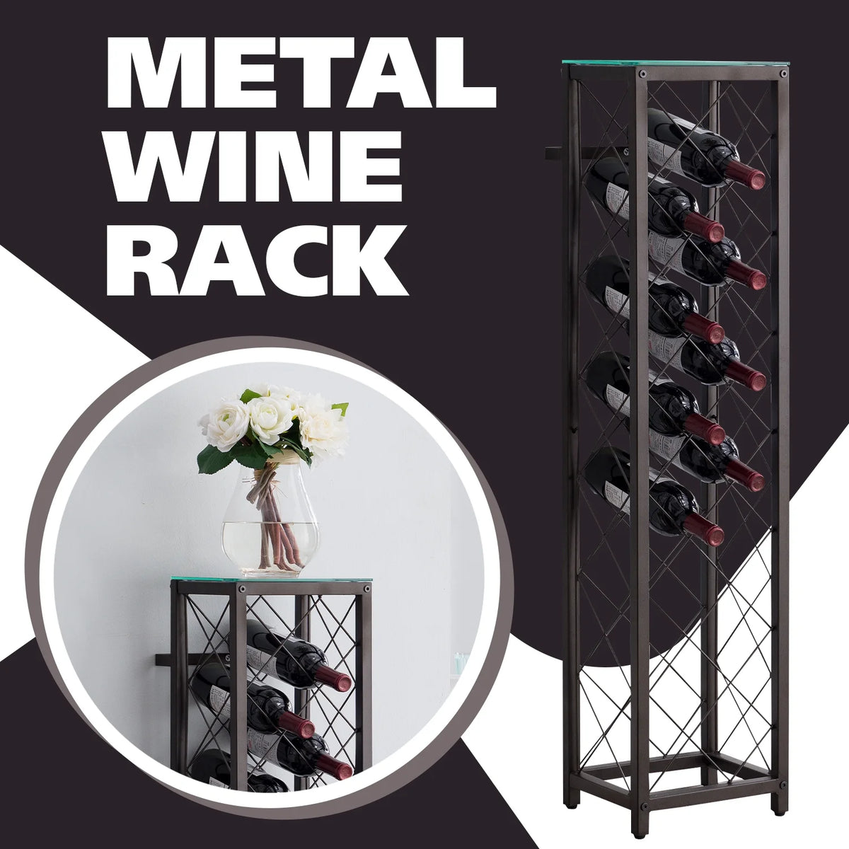 Free Standing Metal Wine Rack Storage Tower U952339