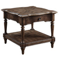 Brown 1 Drawer End Table with Open Bottom Shelf and Turned Feet N54897