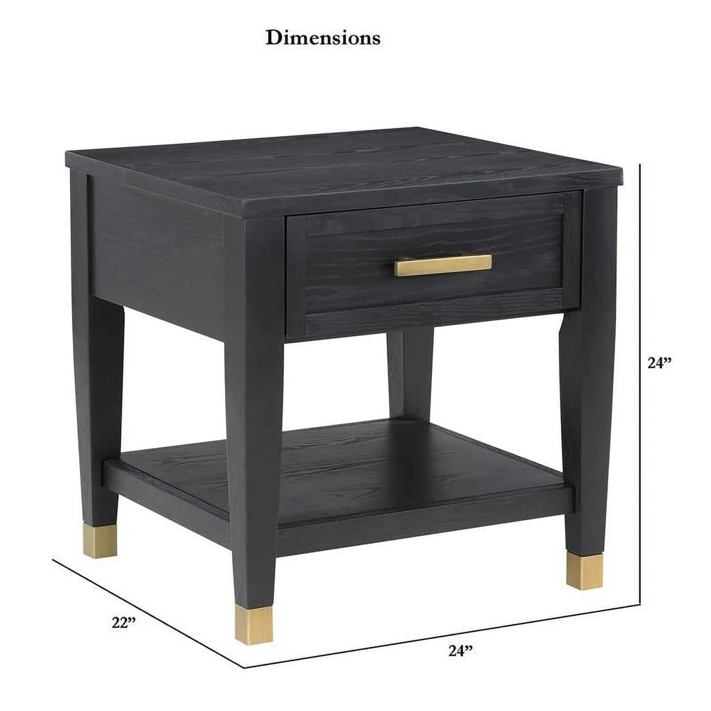 Rubbed Charcoal Wood 1-drawer End Table I9081