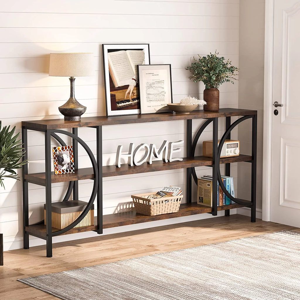 70.9 Inch 3 Tier Console Table with Shelves K869