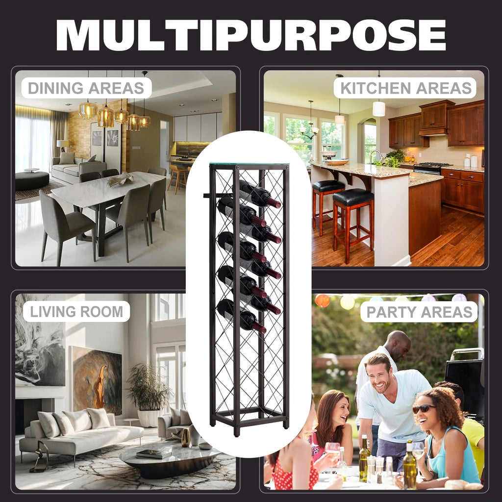 Free Standing Metal Wine Rack Storage Tower U952339