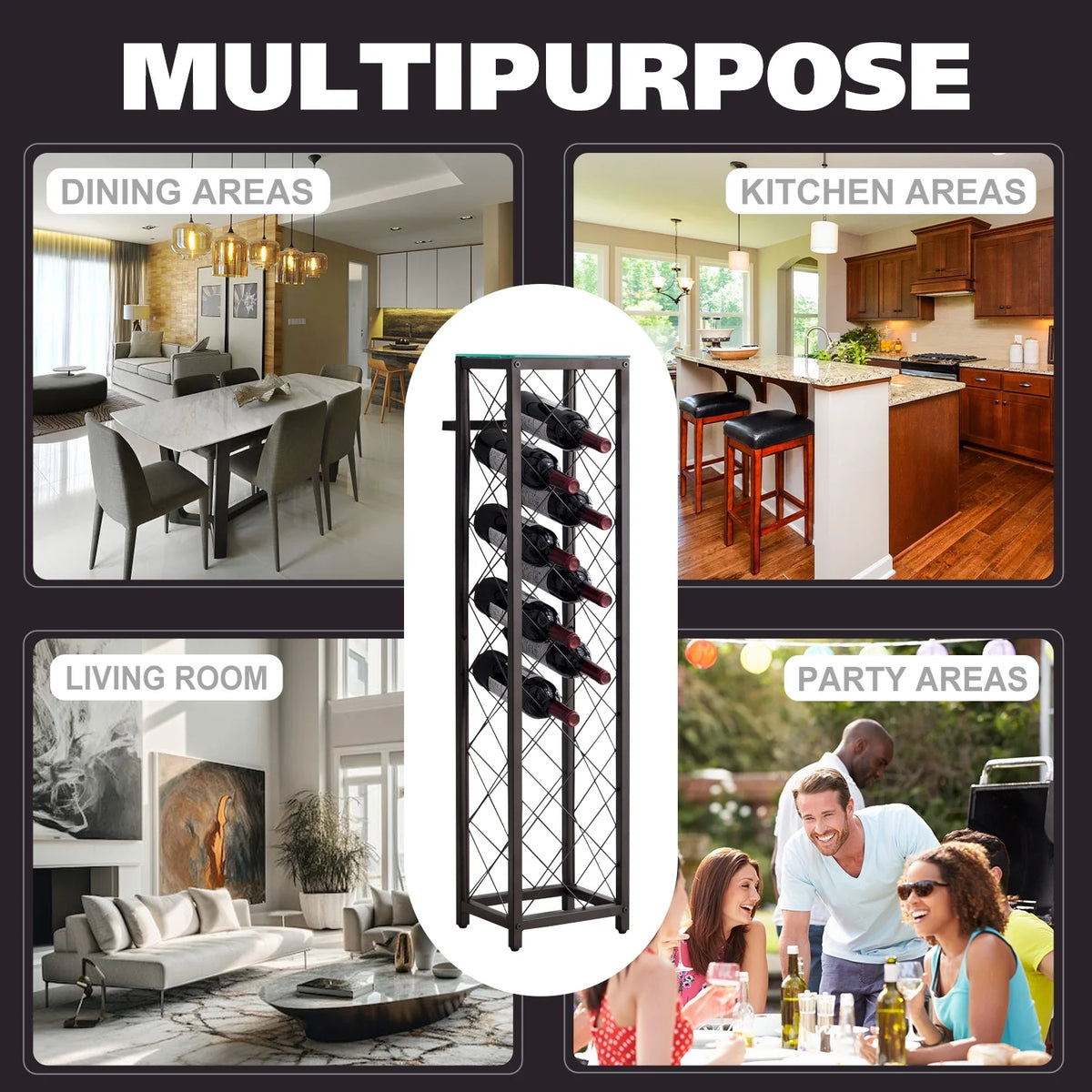 Free Standing Metal Wine Rack Storage Tower U952339
