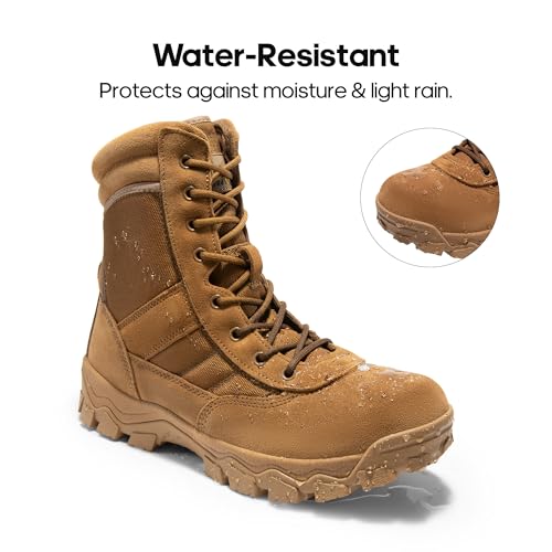 Men's Tactical Work Boots Side Zipper 8 Inches Z8260
