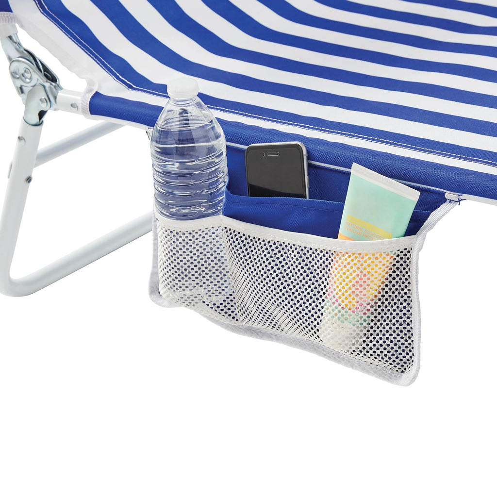 Blue & White Stripe Folding Beach Lounger 2-Pack P113123
