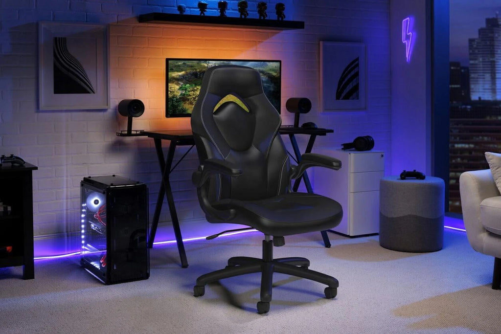 Black Gaming Chair with Integrated Headrest B606