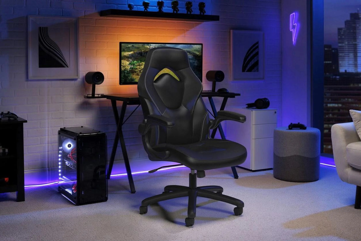 Black Gaming Chair with Integrated Headrest B606