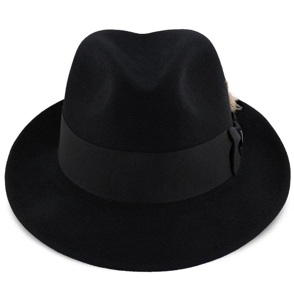 Black Fur Felt Fedora Hat B2355