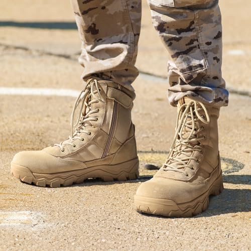 Men's Tactical Work Boots Side Zipper 8 Inches Z8260