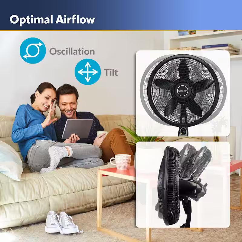 Black 3 Speed Oscillating Pedestal Fan U483