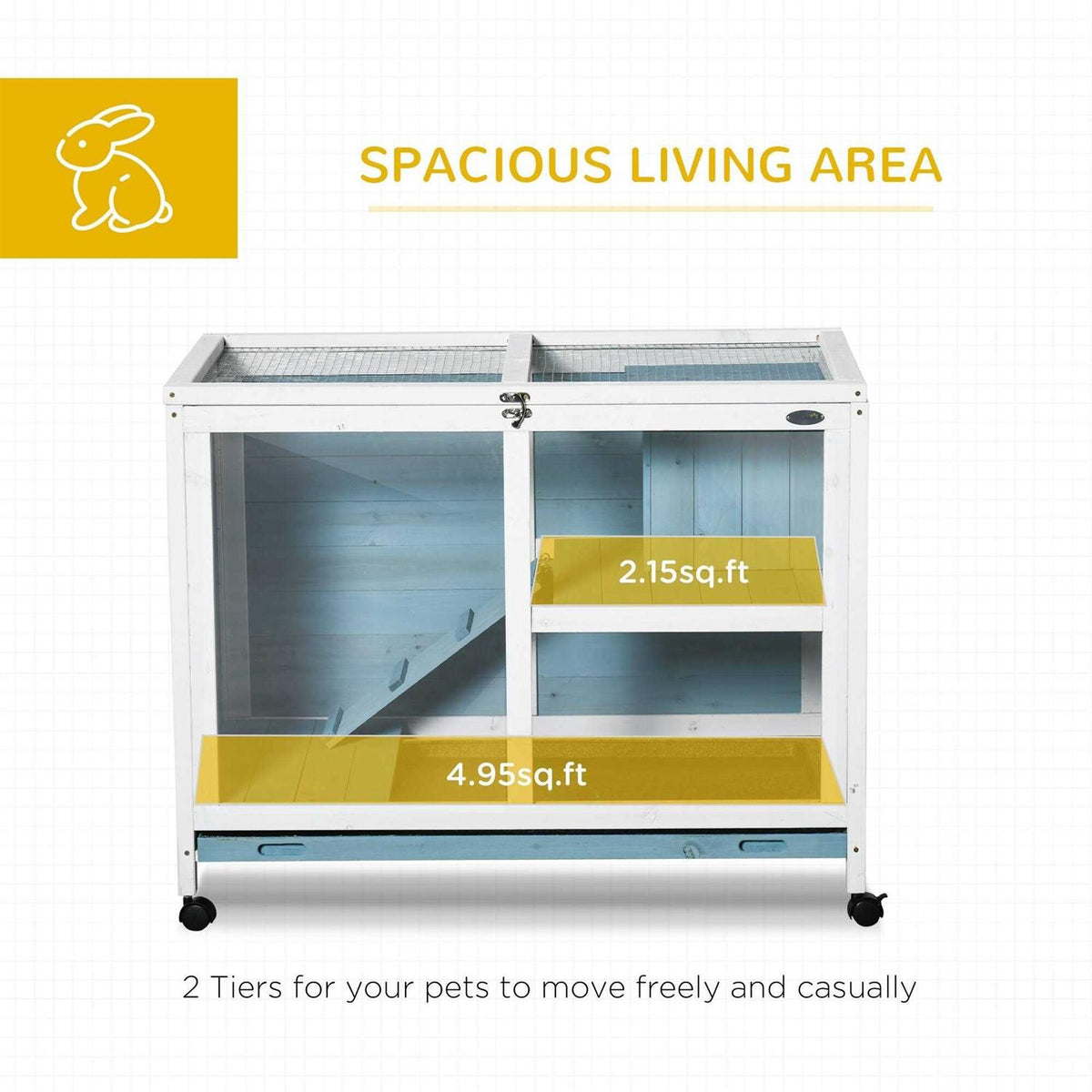 2-Story Wooden Rabbit Hutch F9381
