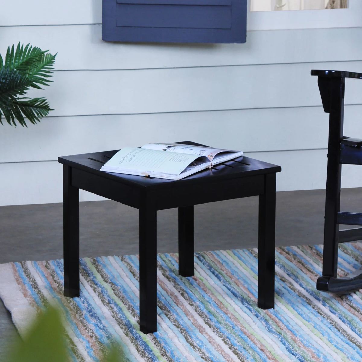Solid Wood Patio Side Table White Finish B2566