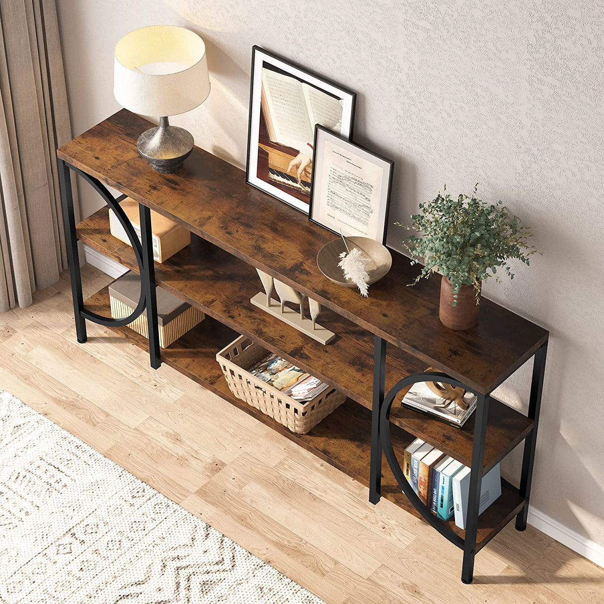 70.9 Inch 3 Tier Console Table with Shelves K869