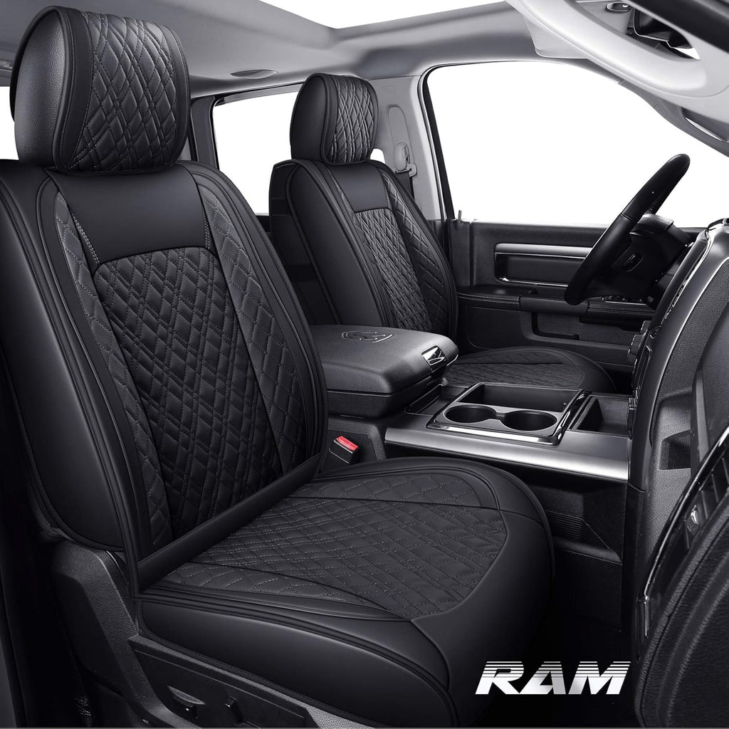 Black-Brown Waterproof Leather Car Seat Covers Full Set Q320078