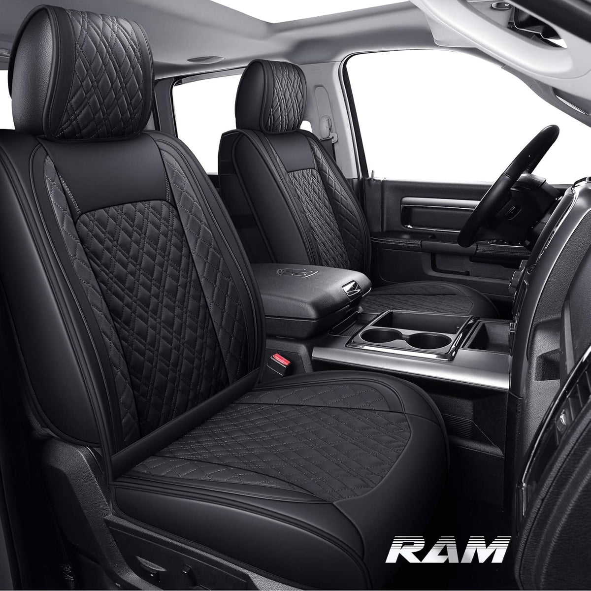 Black-Brown Waterproof Leather Car Seat Covers Full Set Q320078