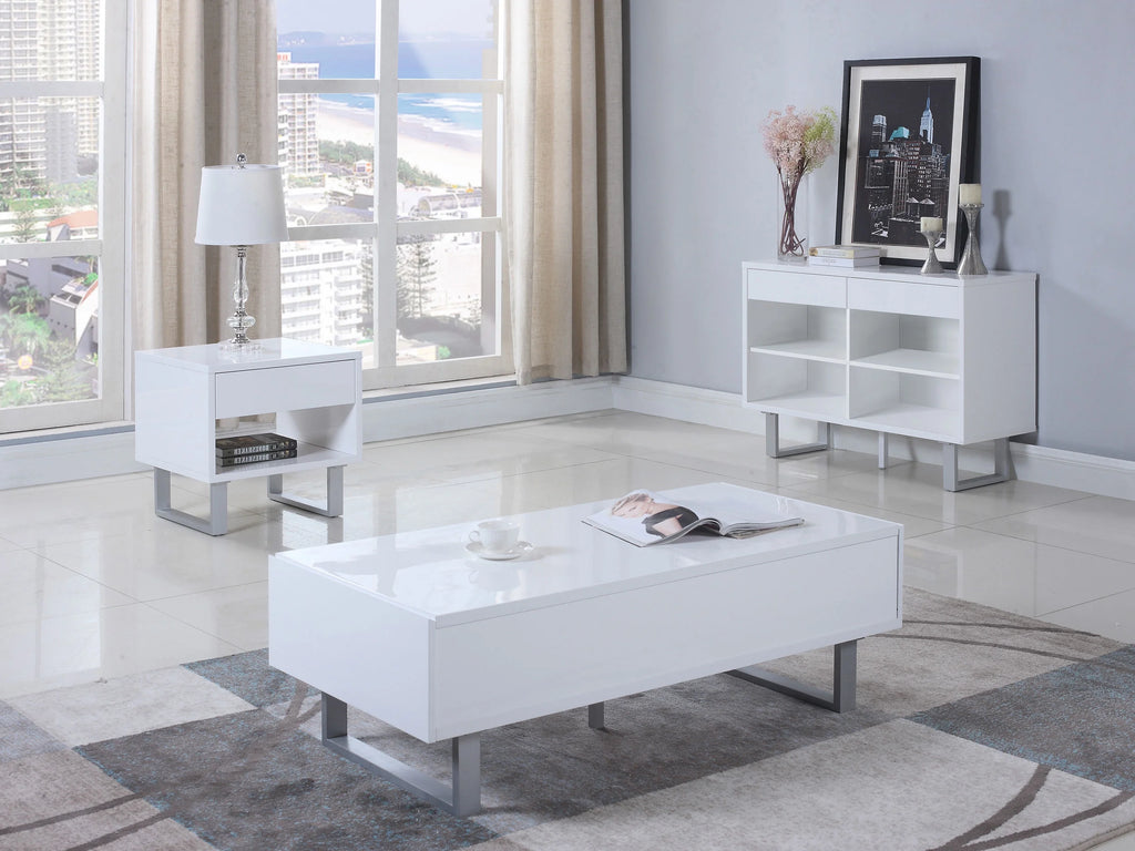 1-drawer End Table High Glossy White O4448