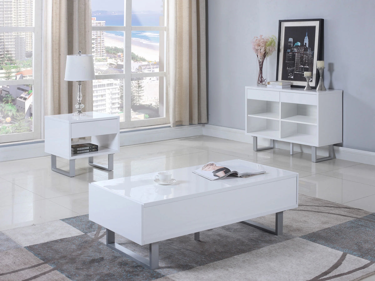 1-drawer End Table High Glossy White O4448