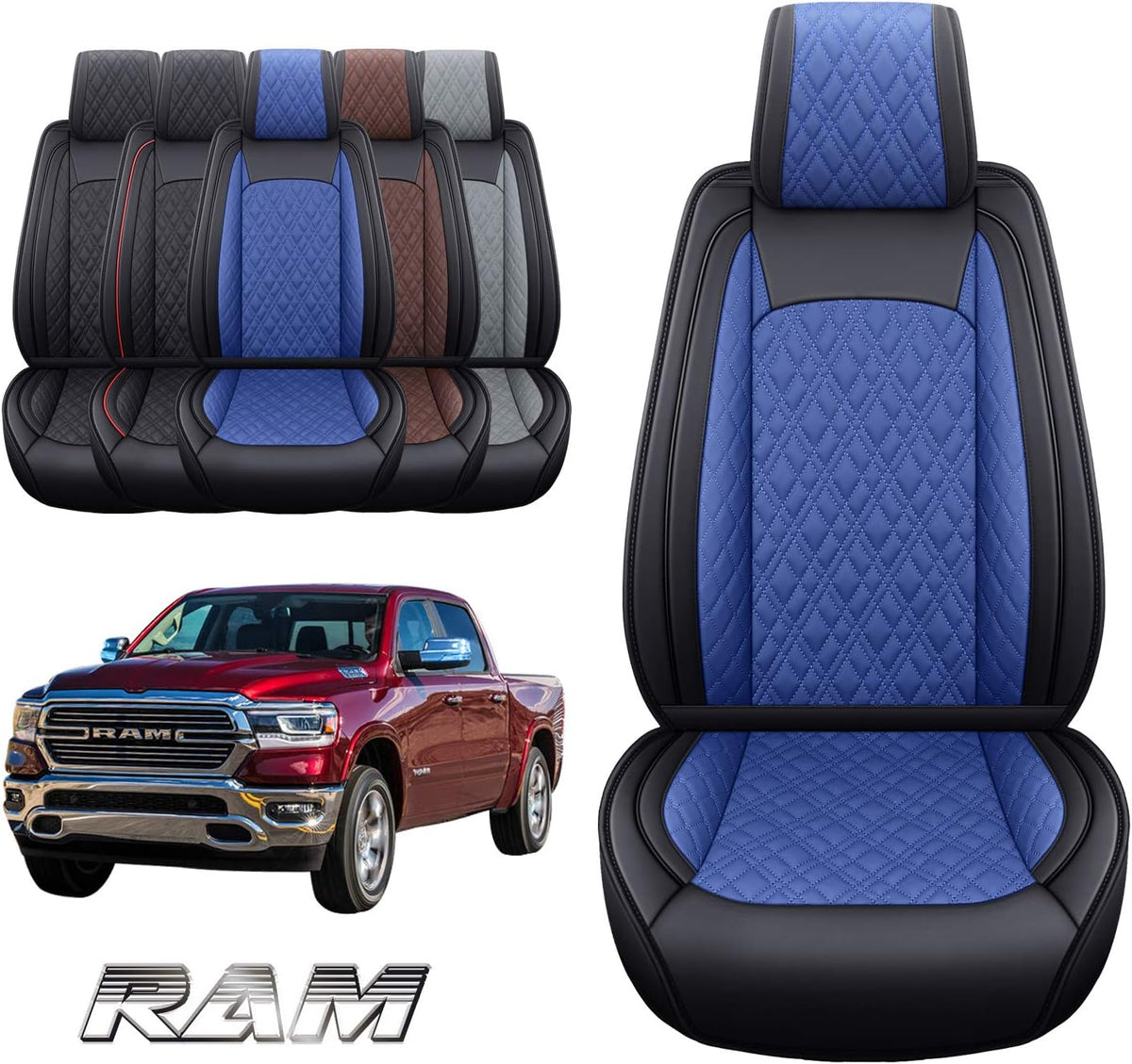 Black-Brown Waterproof Leather Car Seat Covers Full Set Q320078