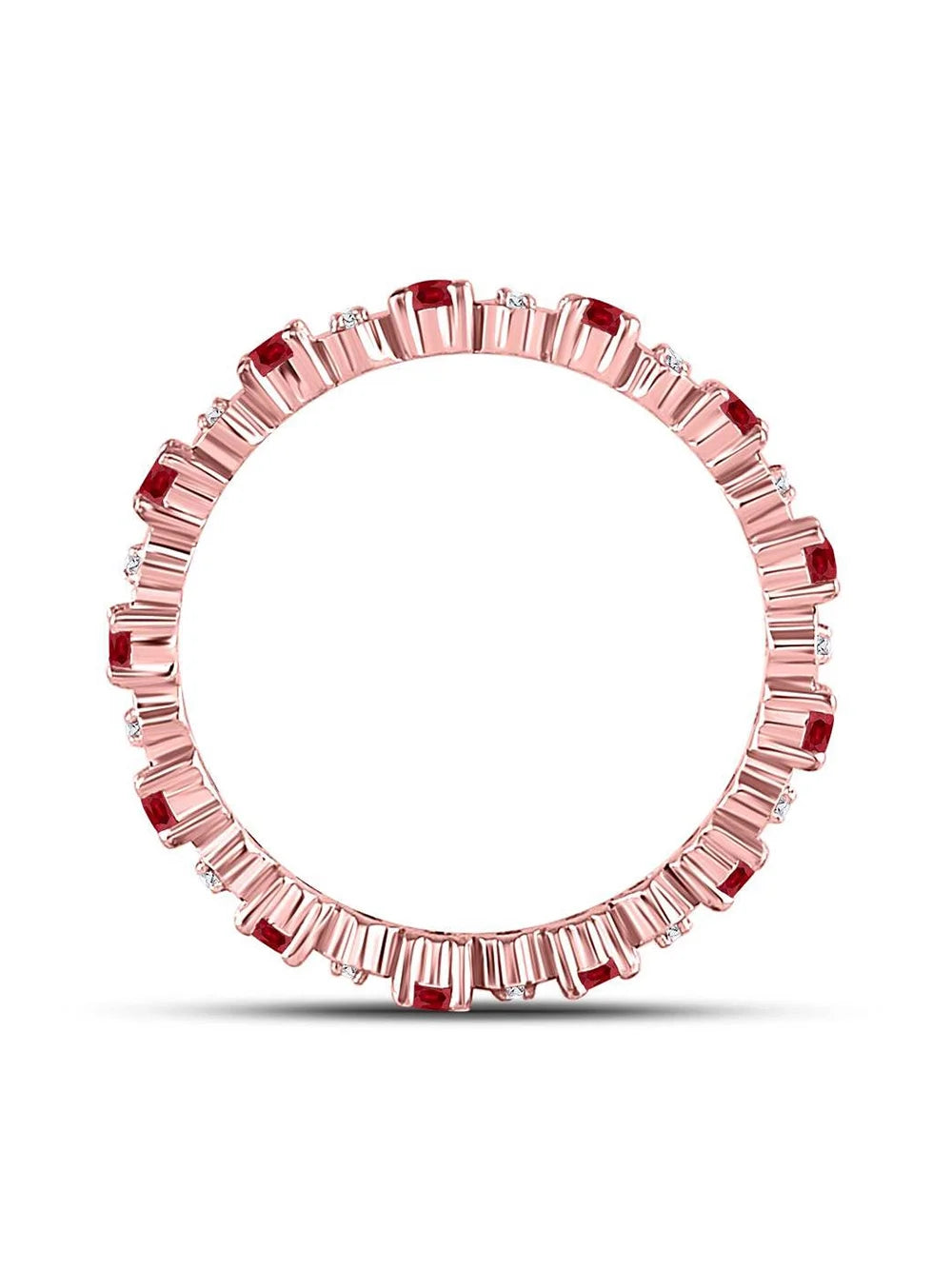 Rose Gold Ruby Diamond Eternity Stackable Band Ring G611278