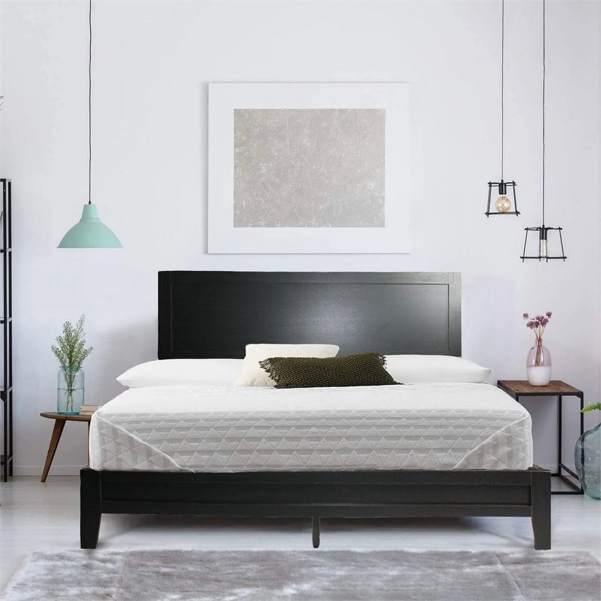 Black Wood Queen Platform Bed I621