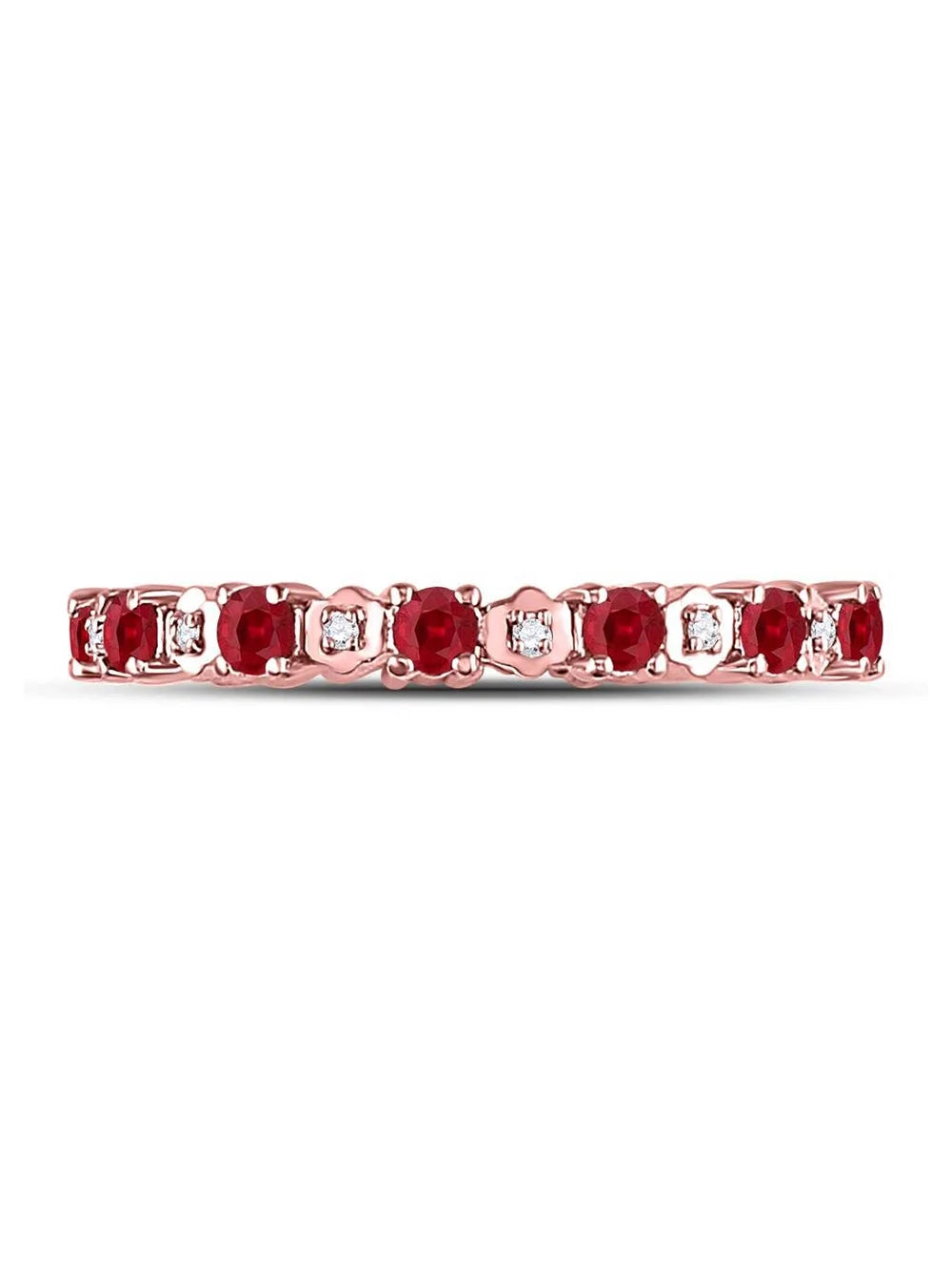 Rose Gold Ruby Diamond Eternity Stackable Band Ring G611278
