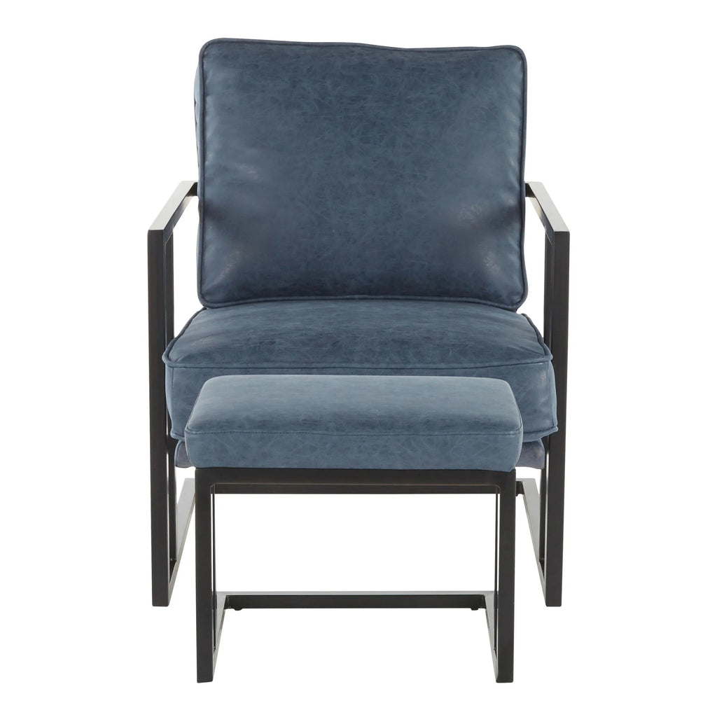 Black/Blue Lounge Chair And Ottoman Set B2605