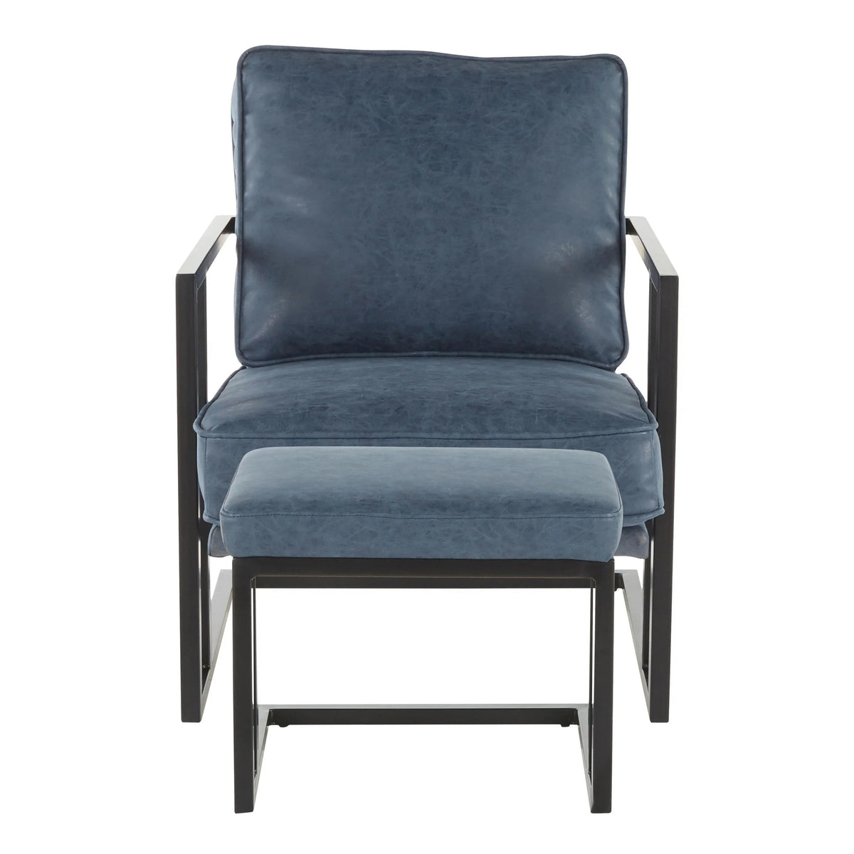 Black/Blue Lounge Chair And Ottoman Set B2605