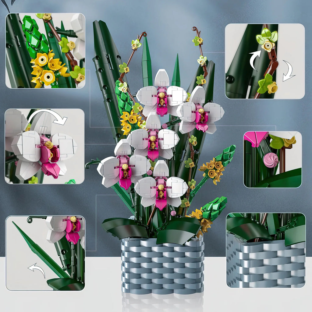 Orchid Flower Basket Building Block Set 1158PCS C930
