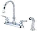 Polished Chrome Double Handle Kitchen Faucet with Side Spray I6983
