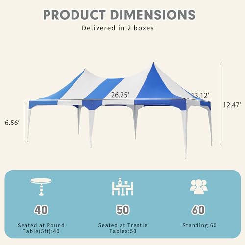White 26x19ft Heavy Duty Canopy Tent with 8 Removable Sidewalls N4796