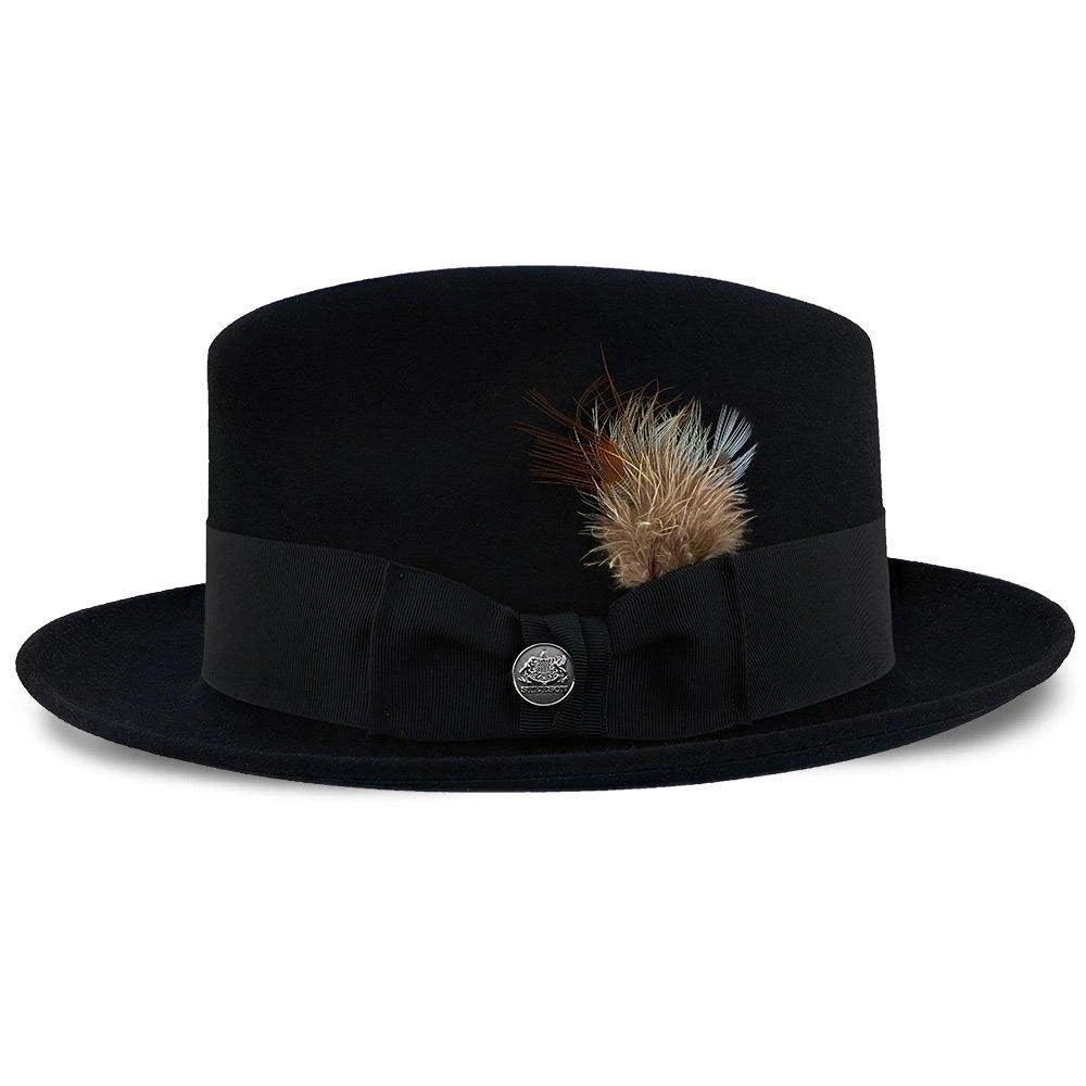 Black Fur Felt Fedora Hat B2355