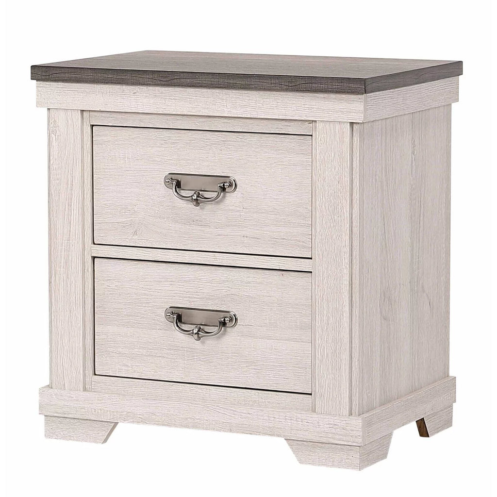 Antique White Brown 6pc King Size Bedroom Furniture Set G15539