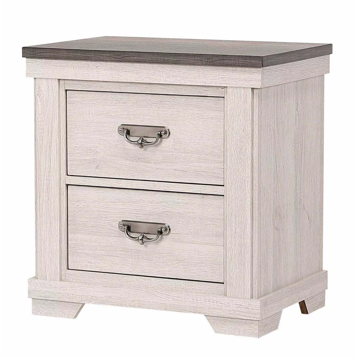 Antique White Brown 6pc King Size Bedroom Furniture Set G15539